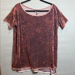 Free People Doran Top Raw Edge Velvet High-Low Hem, Size M